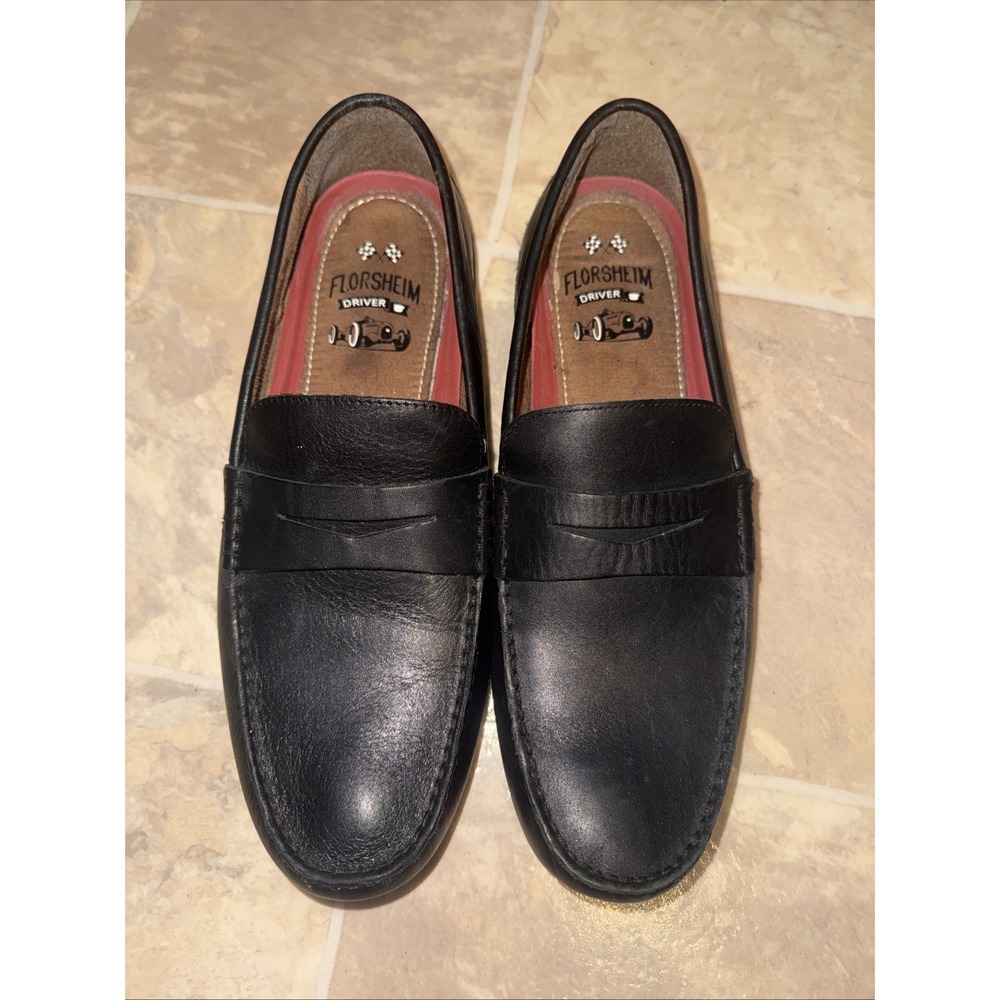 Florsheim Driver Penny Loafers Mens Size 12M Black Leather 11845-001 Old Money